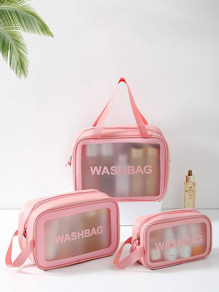 3pcs Clear Travel Toiletry & Makeup Bag Combo