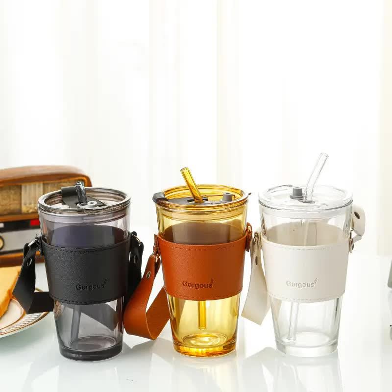 Glass Tumbler with Glass Straw
