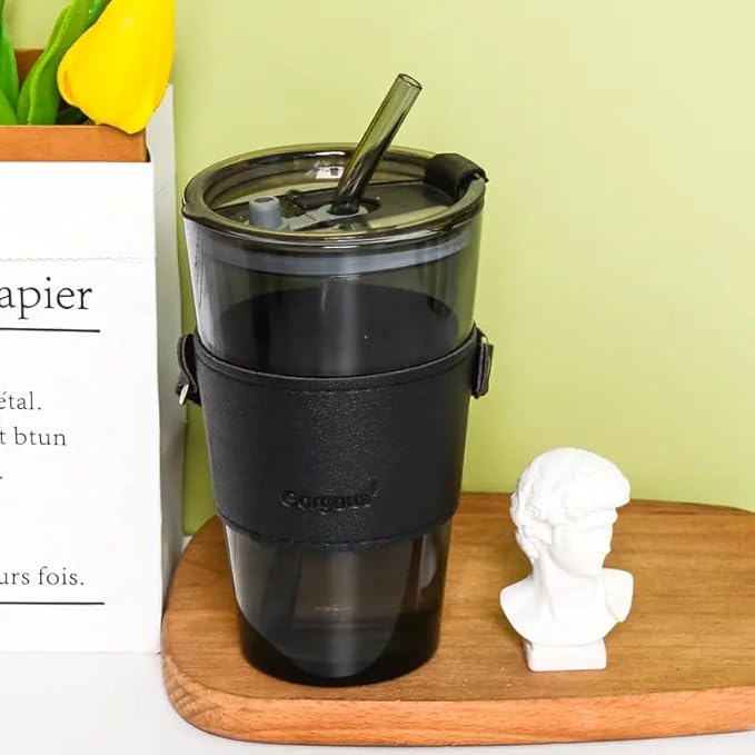 Glass Tumbler with Glass Straw