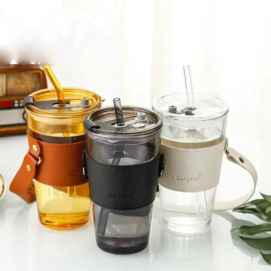 Glass Tumbler with Glass Straw