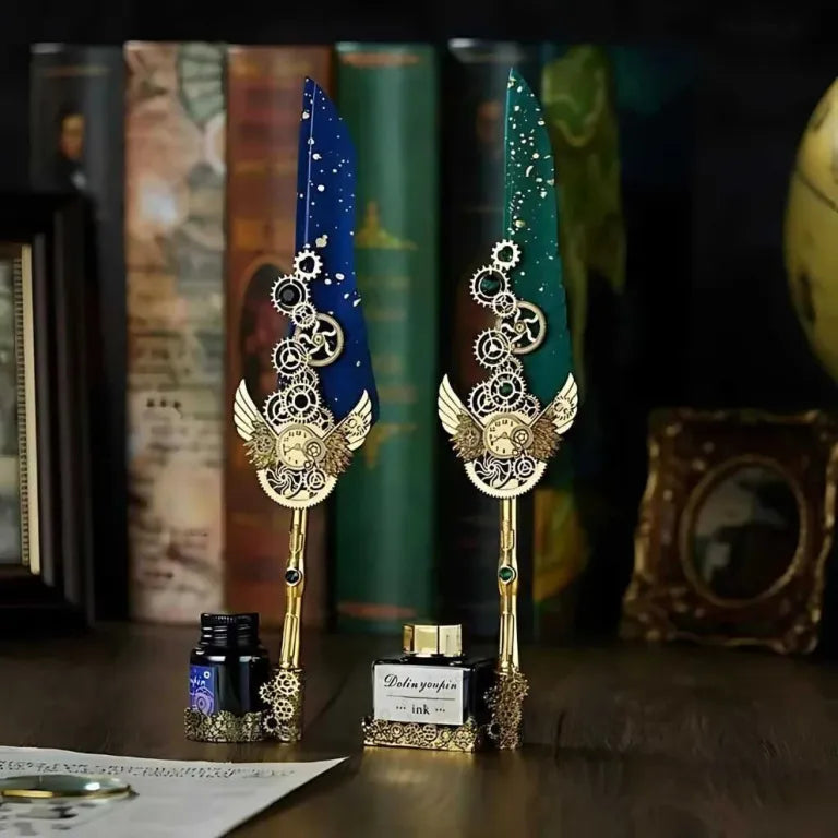 Luxury Vintage Feather Dip Pen Set
