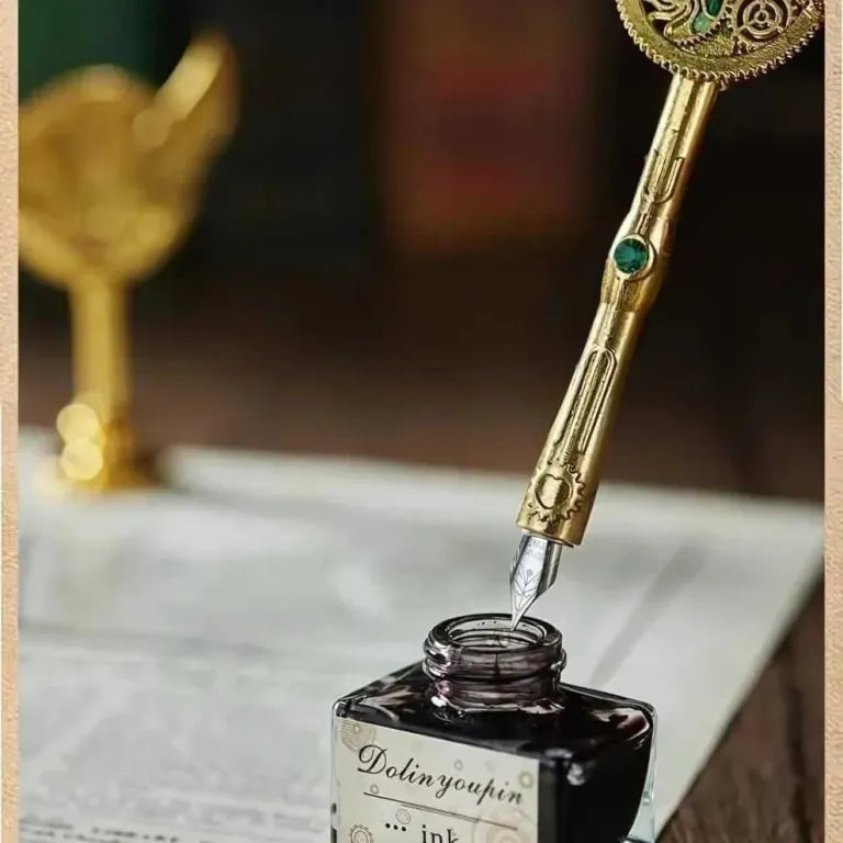 Luxury Vintage Feather Dip Pen Set