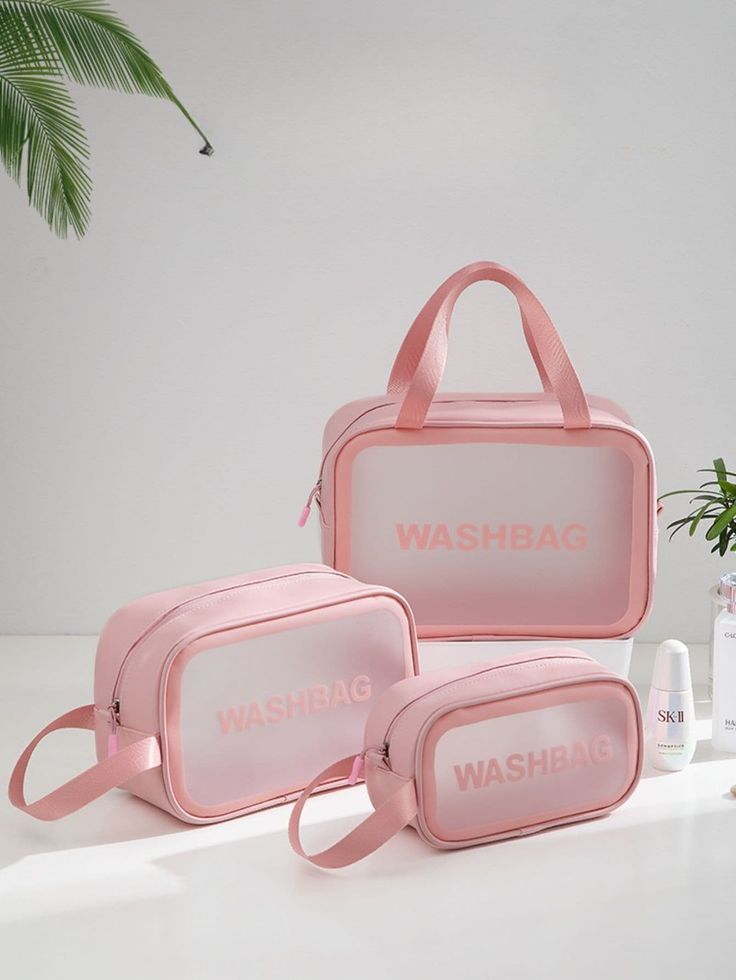 3pcs Clear Travel Toiletry & Makeup Bag Combo