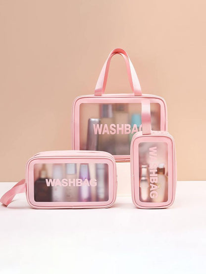 3pcs Clear Travel Toiletry &amp; Makeup Bag Combo