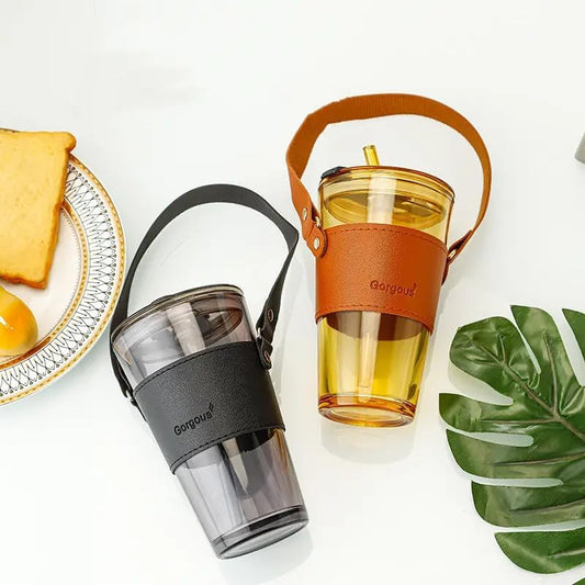 Glass Tumbler with Glass Straw